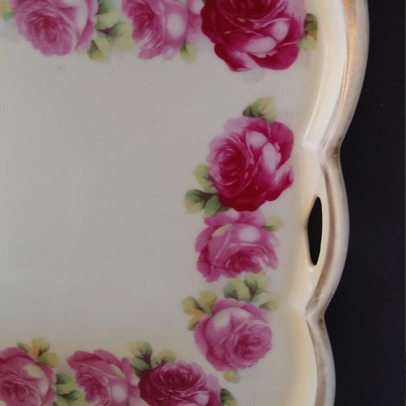 Porcelain Prussian Rose Tray - Picture 3 of 12
